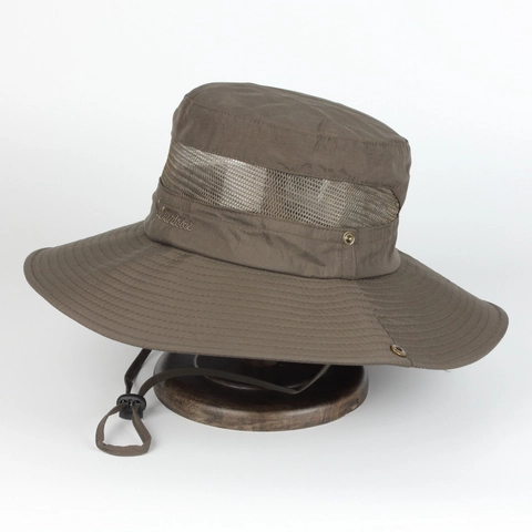 Wide Brim Bucket Hat Breathable Mesh Sun Protection Outdoor Fishing Hiking Adjustable Windproof String Lightweight