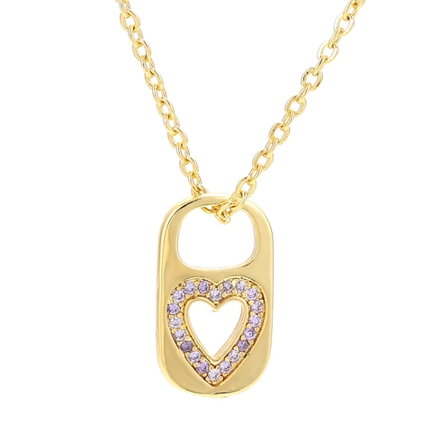 Lock Heart Pendant Necklace Copper Micro Pave Cubic Zirconia Vintage Retro Fashion Jewelry Accessory For Women