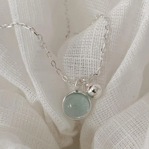 925 Sterling Silber Halskette Geometrisch Rund Hellblauer Kristall Anhänger Minimalistischer Schmuck Für Damen