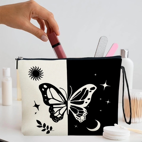 Cosmetische Tas Vlinder Maan Ster Polyester Linnen Toilettas Polsband Dames Draagbare Reisorganizer