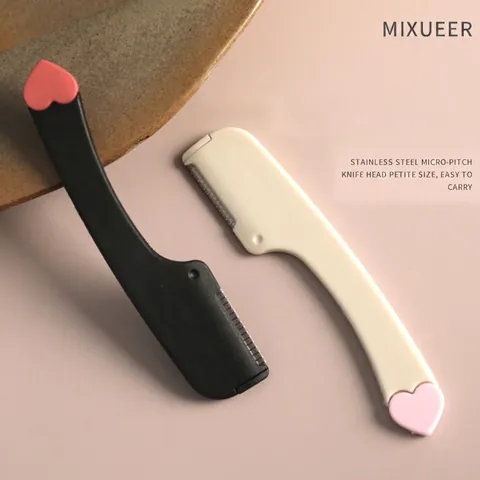 Mini Rasoir À Sourcils Portable Rasoir À Cheveux Visage Tondeuse Pour Femmes Forme De Cœur Lame Macro En Acier Inoxydable Avec Couvercle
