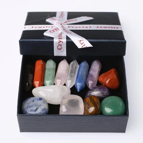 Piedras De Curación De Cristal Natural Chakra Columna Hexagonal De Doble Punta Gemas Pulidas Decoración Hogar Caja De Regalo