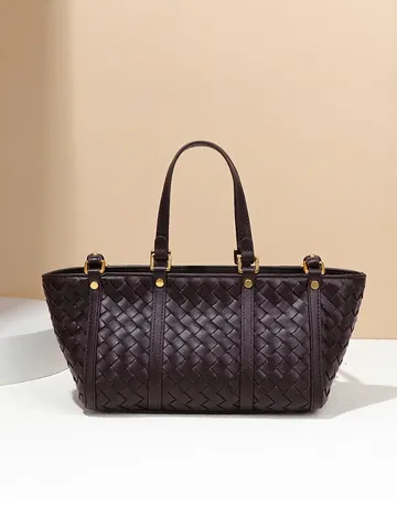 Borsa Tote In Pelle PU Intrecciata Con Hardware Dorato Grande Capacità Borsa A Spalla Elegante Per Donna