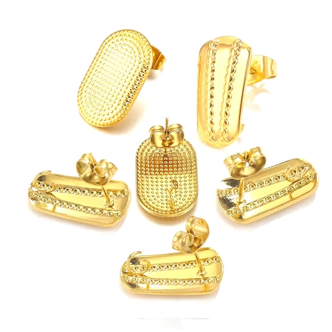 Perni Per Orecchini Ovali In Acciaio Inossidabile Con Asola Texture A Puntini Accessori DIY Per Creazione Gioielli Donna