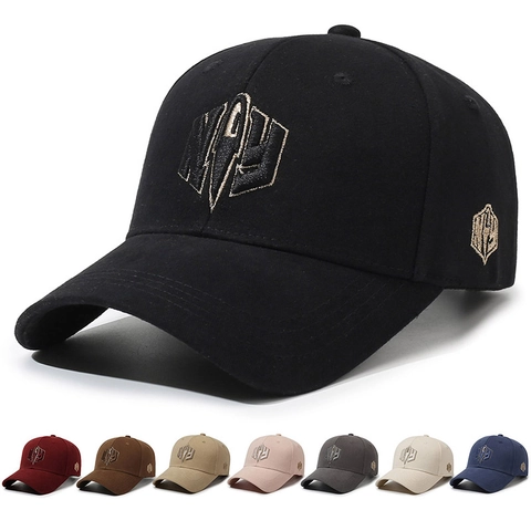 Baseball Cap Cotton Twill Geometric Letter Embroidery Adjustable Sun Hat Casual Sporty Streetwear For Men Women