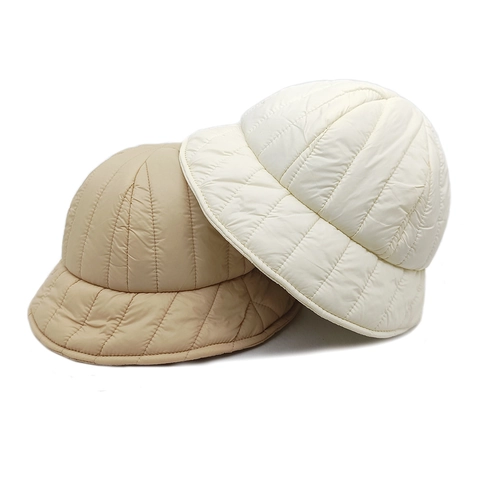 Sombrero De Pescador Acolchado Invierno Cálido Color Sólido Algodón De Plumón Ajustable Estilo Retro Minimalista Mujer