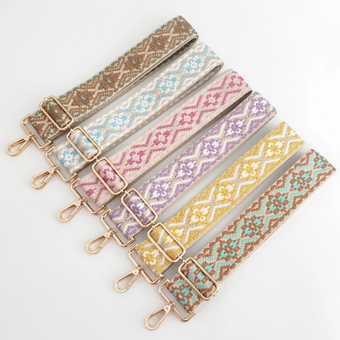 Tracolla Larga Regolabile in Stile Etnico Ricambio con Motivo Jacquard Geometrico Cinturino per Borsa a Tracolla da Donna