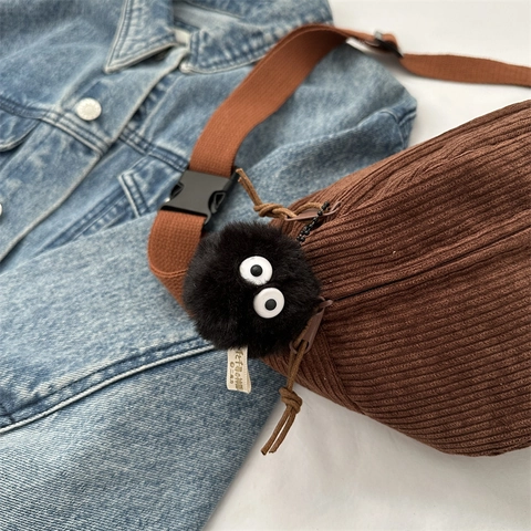 Corduroy Chest Bag For Women Solid Color Retro Waist Bag With Adjustable Strap Streetwear Niche Style Crossbody Bag