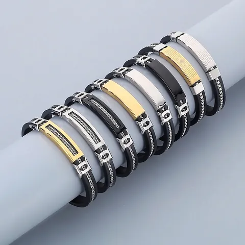 Bracciale Da Uomo In Silicone Acciaio Inossidabile Regolabile Croce Preghiera Del Signore Gioielli Religiosi Stile Punk