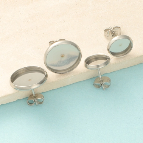 Basi Per Orecchini In Acciaio Inossidabile Vassoi Rotondi DIY Gioielli Creazione Componenti Base Piatta