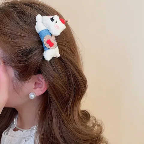 Schattige Pluche Honden Beren Haarclip Cartoon Dier 3D Stof Krokodillenclip Voor Meisjes Zoete Kawaii Haar Accessoire