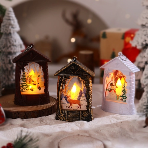 Weihnachts Laterne LED Nachtlicht Kunststoff Vintage Weihnachtsmann Schneemann Hängelampe Batteriebetrieben Home Deko