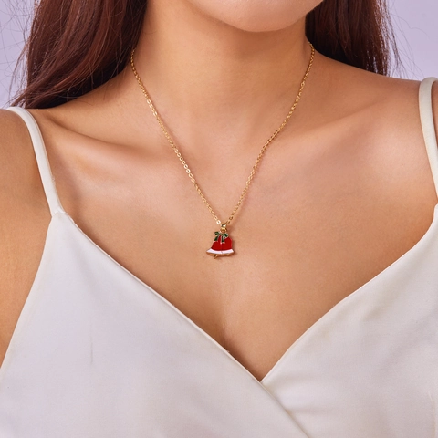 Thème De Noël Collier En Alliage Émail Strass Cloche Flocon De Neige Arbre Père Noël Pendentif Fête Bijoux Pour Femmes