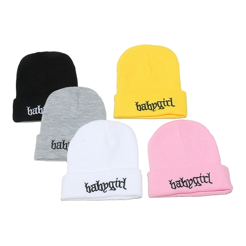 Babygirl Bestickte Beanie Mütze Weiche Acryl Strickmütze Winter Warm Totenkopfkappe Für Damen Streetwear