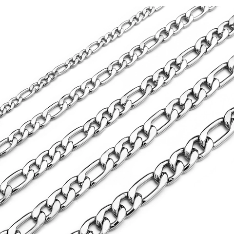 Unisex Stainless Steel Figaro Chain Necklace Hip Hop Punk Silver Color Link Chain For Men Women Fashion Jewelry Gift