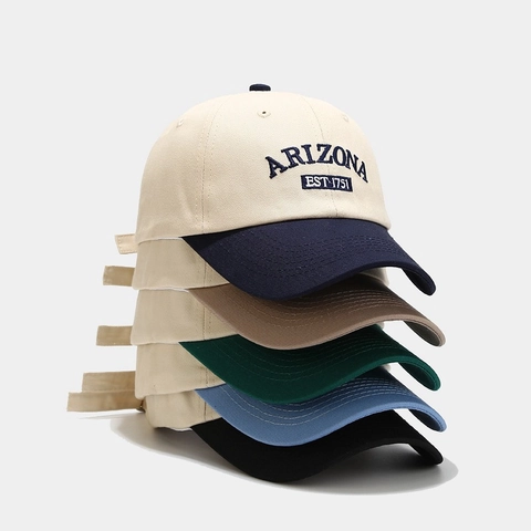 Retro Contrast Color Splicing Cotton Twill Baseball Cap Letter Embroidery Sun Protection Outdoor Sun Hat Adjustable