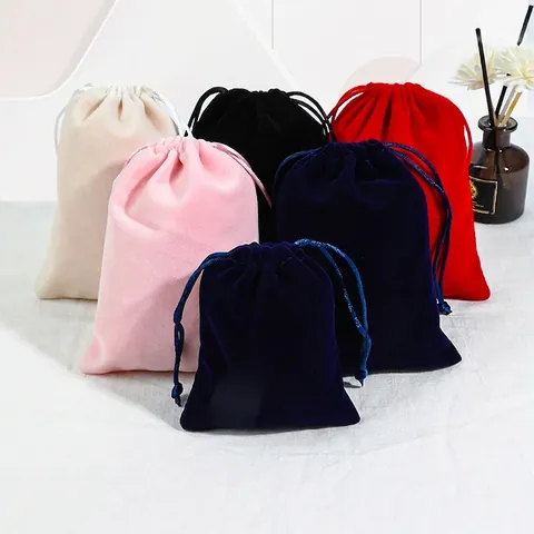 Velvet Jewelry Drawstring Bags Soft Small Storage Pouch For Earrings Rings Necklaces Wedding Party Gift Packaging Pouch