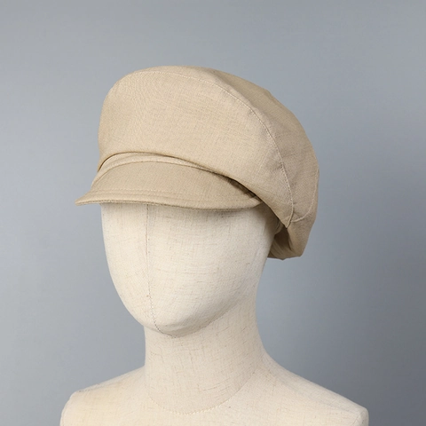 Vintage Newsboy Cap For Women Breathable Linen Cotton Blend Adjustable Solid Color Baker Boy Hat Retro Summer Hat