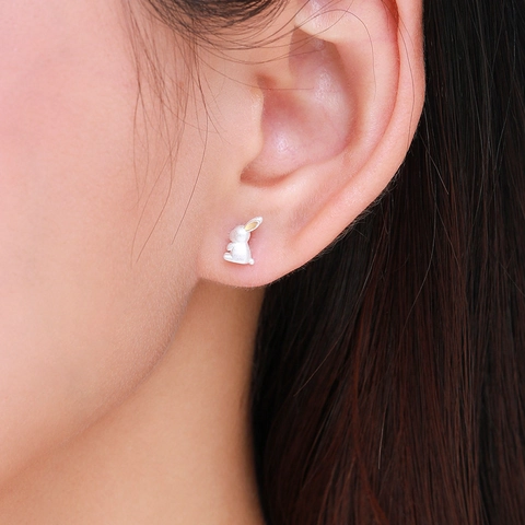 Schattige Konijn Oorknopjes 925 Sterling Zilver Mat Dier Konijn Sieraden Voor Vrouwen Meisjes Elegant Minimalistisch
