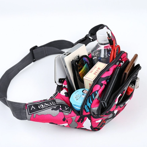 Camouflage Waist Bag Oxford Cloth Waterproof Multifunctional Outdoor Sport Graffiti Print Fanny Pack For Men Women