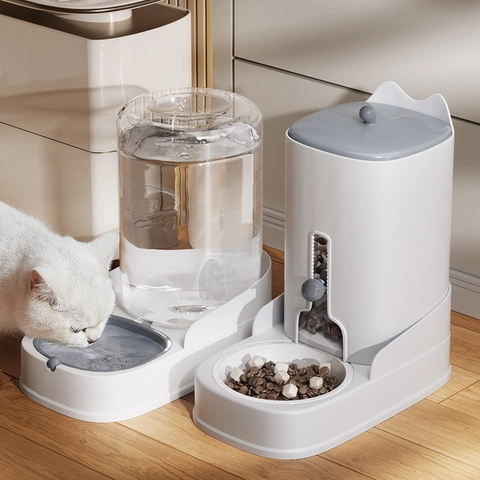 Distributeur Automatique De Nourriture Et Eau Gamelle À Gravité Pour Chats Chiens Grande Capacité Amovible Plastique ABS