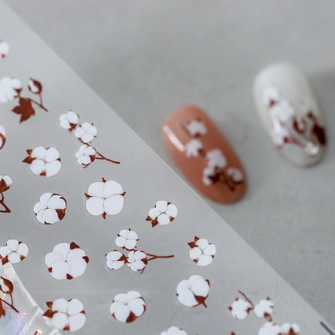 Kapok Cotton Flower Nail Art Stickers Self Adhesive Ultra Thin Matte Japanese Style DIY Manicure Decoration Professional Salon Use Elegant