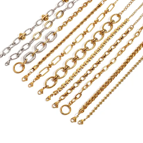 Pulsera De Cadena De Eslabones Acero Inoxidable Chapado En Oro 18K Impermeable Hipoalergénica Joyería Minimalista Mujer