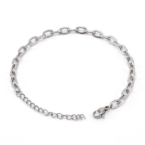 Getextureerde Ovalen Schakelketting Ketting En Armband 304 Roestvrij Staal DIY Sieraden Accessoire Hypoallergeen