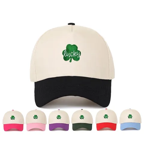 Berretto Da Baseball In Cotone Ricamo Trifoglio Fortunato Patchwork Cappello Da Sole All Aperto Casual Regolabile Per Uomo Donna