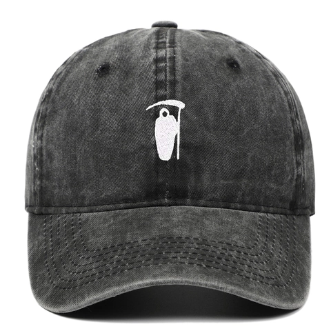 Cappello Da Baseball Con Ricamo Grim Reaper Cotone Lavato Retro Streetwear Dad Hat Per Uomo Donna Regolabile