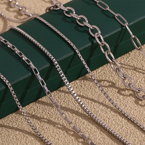 Minimalist Chain Necklace 316L Stainless Steel Water Resistant Jewelry For Women Men Simple Plain Basic
