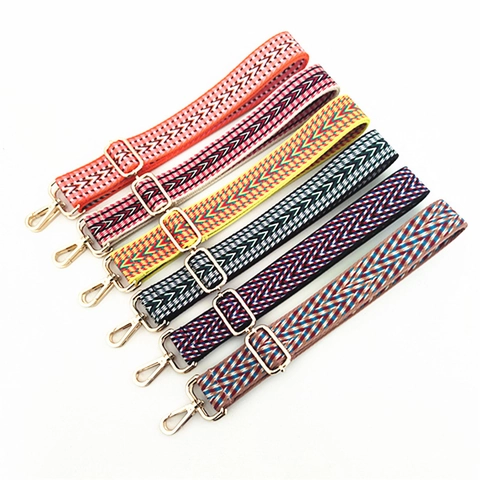Ανταλλακτικό Λουράκι Τσάντας Ethnic Geometric Webbing Ρυθμιζόμενο Λουρί Ώμου Crossbody Πολύχρωμο Jacquard Γυναικείο