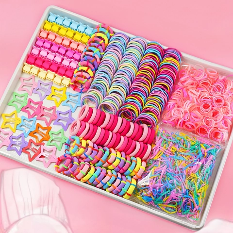 Girls Hair Accessories Resin Fabric Including Elastic Ties Hairbands Clips Bows Princess Style Cute Cartoon Patterns