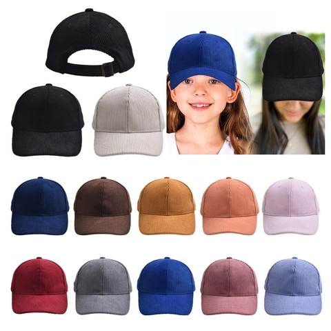 Gorra De Béisbol De Pana Color Sólido Protección Solar Ajustable Gorra Casual Para Padres E Hijos Vintage Moda