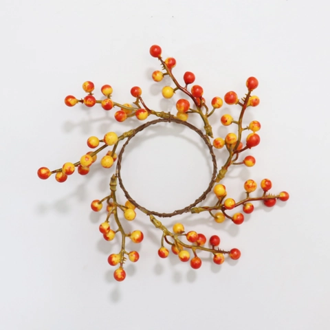 Couronne Anneau De Bougie Baies Artificielles Dégradé Orange Jaune Décoration Table Halloween Thanksgiving