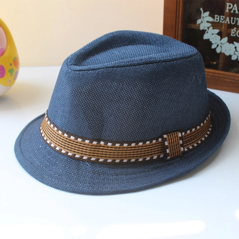 Cappello Fedora Jazz Per Bambini Vintage Lino Paglia Protezione Solare Stile Britannico Trilby Ragazzi Ragazze