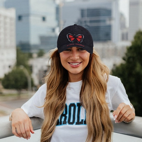 Berretto Da Baseball In Denim Lavato Con Ricamo A Farfalla Vintage Cappello Protezione Solare Distressed Per Uomini Donne