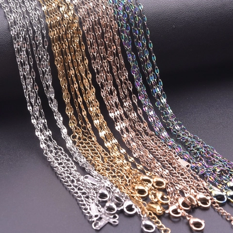 Collana A Catena In Acciaio Inossidabile Placcato Oro 18K Minimalista Catena A Labbro Gioielli Per Donna