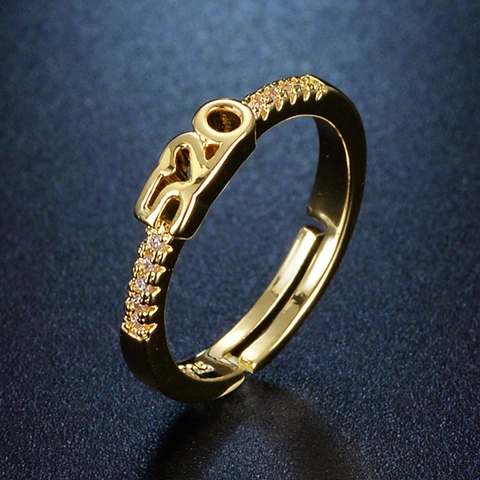 Anello Aperto Regolabile Rame Bianco Zircone 520 Numero Ti Amo Cuore Moda Coreana Donne Gioielli Regalo
