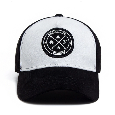 Berretto da Baseball in Camoscio Unisex Visiera Curva Regolabile Cappello da Sole Patchwork Tinta Unita Hip Hop Streetwear