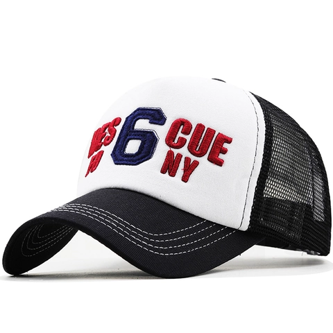 Vintage Trucker Hat 3D Letter Embroidery Cotton Mesh Breathable Curved Brim Adjustable Baseball Cap Casual Streetwear