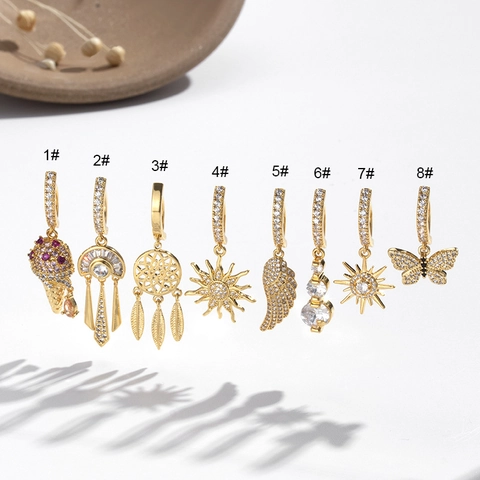 Dreamcatcher Bauchnabelpiercing Ring Edelstahl Kupfer Zirkon Sonne Schmetterling Flügel Anhänger Körperschmuck Für Damen