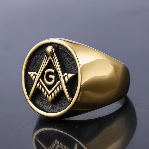 Anello Con Sigillo Massonico Acciaio Inossidabile Squadra Compasso Lettera G Vintage Gioielli Da Uomo
