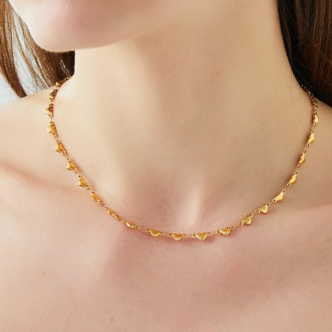 Gioielli In Stile Retrò Giapponese Coreano Con Catena A Forma Di Cuore In Rilievo Collana Bracciale Per Donna Acciaio Al Titanio Placcato Oro 18K