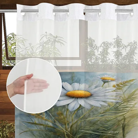 Shower Curtain And Bathroom Mat Waterproof Polyester Waffle Weave Hookless With Removable Liner Magnetic Hem Floral Forest Modern