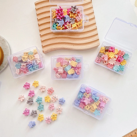 Mini Hair Claw Clips Colorful Plastic Candy Color Cute Small Hairpins Hair Accessories For Kids Girls Flower Star Crown