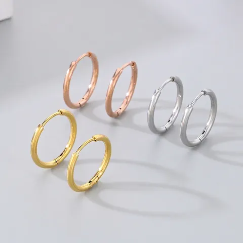 Orecchini A Cerchio Tondi Minimalisti In Acciaio Inossidabile 304 Placcati Oro Gioielli Geometrici Per Uomo Donna