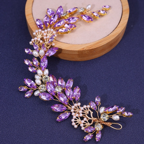 Diadema De Novia Con Perlas Artificiales Y Diamantes De Imitación Vid De Cabello De Cristal Tejida A Mano Accesorio De Boda Para Mujer