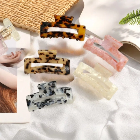 Mollette Per Capelli Rettangolari Acetato Di Cellulosa Tartaruga Leopardo Trama Marmo Presa Forte Accessori Donna