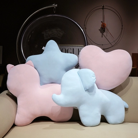 Weiches Plüschkissen Stern Mond Herz Tierform Dekokissen Für Sofa Home Decor Kühlendes EisSatinngewebe